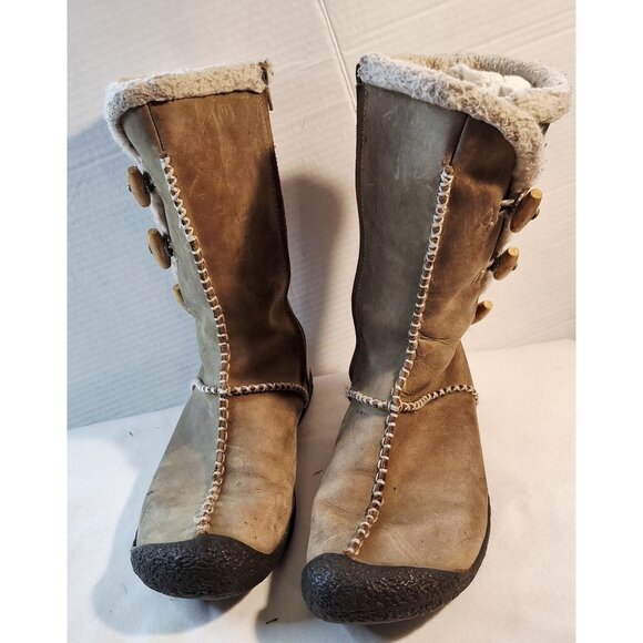 Keen Leather Shearling Winter Boots Womens Mid Calf Zip Up Outdoor Sz 11 - Picture 8 of 9
